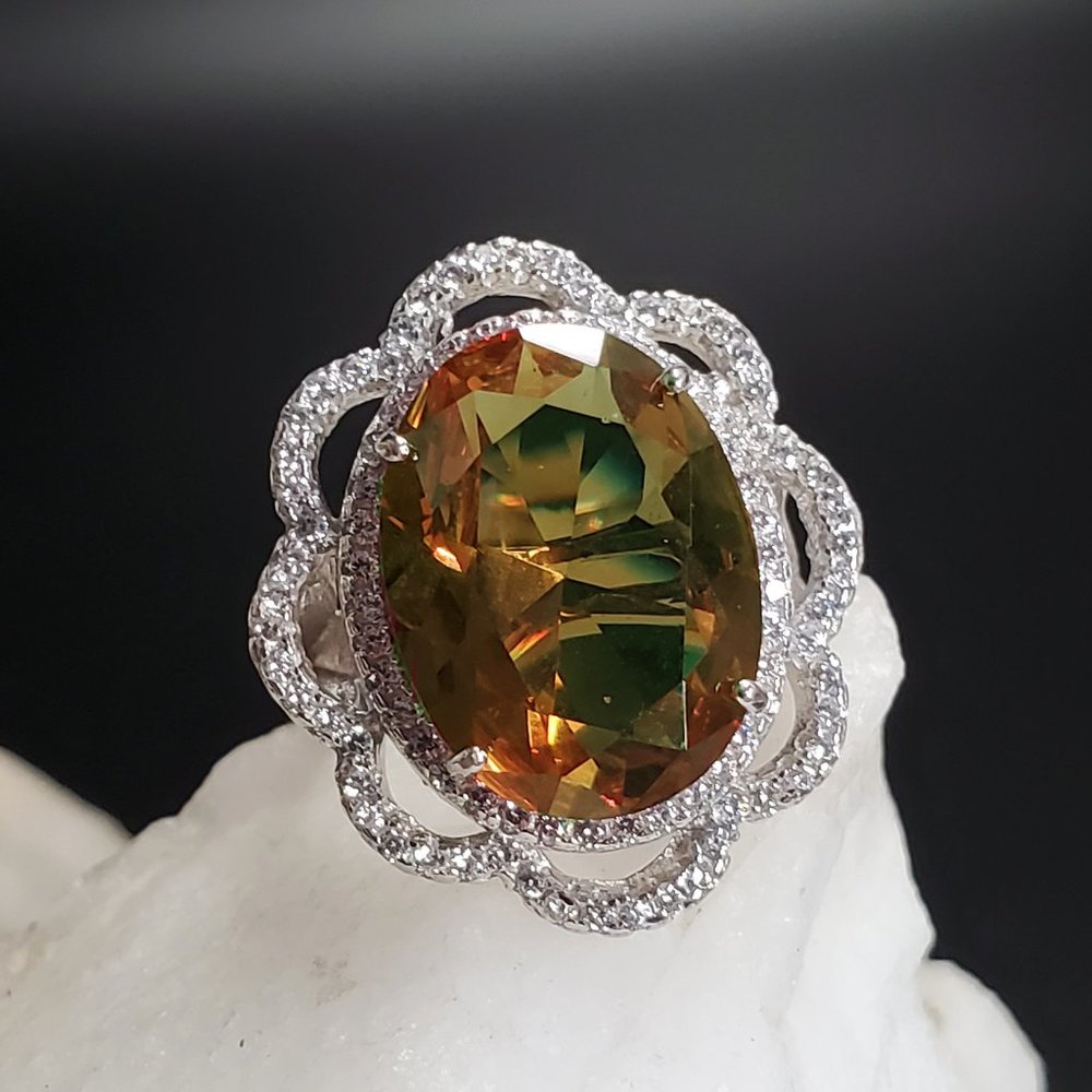 Sterling Silver 925 Ring Alexandrite Stone White Topaz Crystals Silverdmith